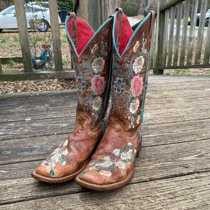 Macie Bean square toe floral cowgirl boots